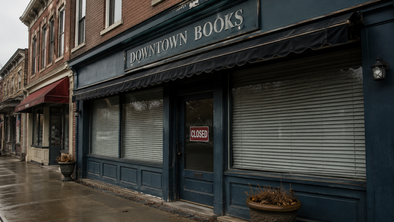 Closed business storefront conveying economic loss from a claim